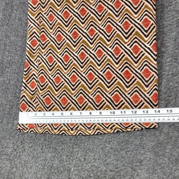 Tahari Pants Womens L Brown Geometric 100% Linen Elastic Waist Wide Leg Crop - Picture 7 of 12